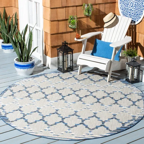 Miniatura 26 de SAFAVIEH Alfombra lavable para exteriores, colección Cabaña, 2'2" x 5', azul y gris, no desprende pelusa y fácil de limpiar, entrada puerta
