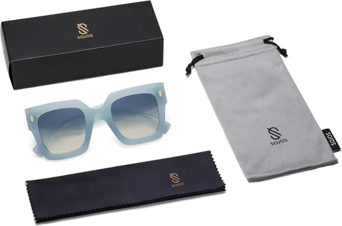 Miniatura 55 de SOJOS Gafas de sol cuadradas vintage de gran tamaño para mujer, estilo retro, de lujo, grandes, UV400 SJ2194