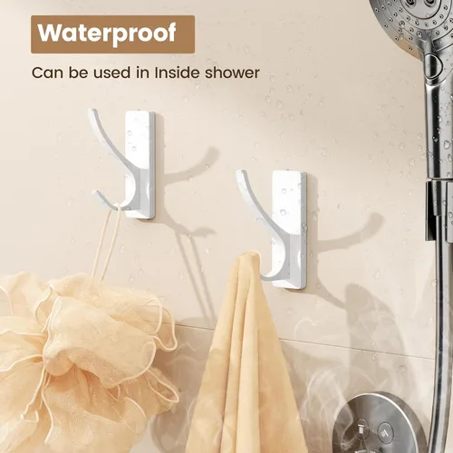 Miniatura 5 de Ganchos autoadhesivos para toallas: extra fuertes 13LB, gancho de acero inoxidable para colgar esponjas, toallas, abrigos, batas de baño, ducha