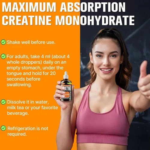 Miniatura 5 de Monohidrato de creatina, creatina líquida para masa muscular, fuerza, glúteos, glúteos y resistencia, creatina para mujeres y hombres con colágeno
