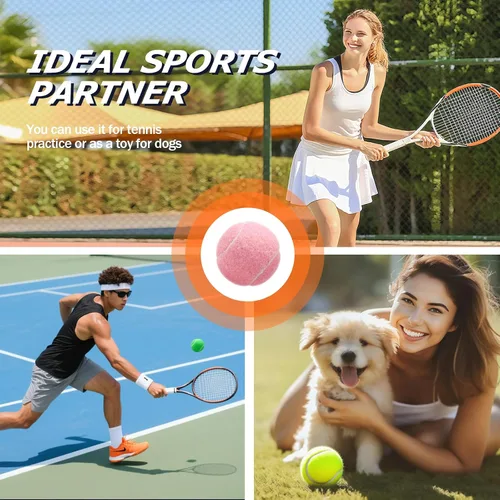 Miniatura 5 de Pelotas de tenis, paquete de 6 pelotas de tenis de práctica de alta elasticidad con bolsa de malla, ideal para principiantes, pelotas de ejercicio