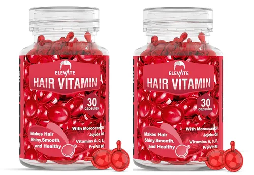 Elevate Cápsulas de aceite de suero para tratamiento capilar, fórmula acondicionadora e hidratante con aceites de argán y jojoba, vitaminas A, C, E,