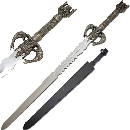 Miniatura 10 de Medieval Warrior Espada vikinga de fantasía hecha a mano personalizada viene con funda de cuero negro