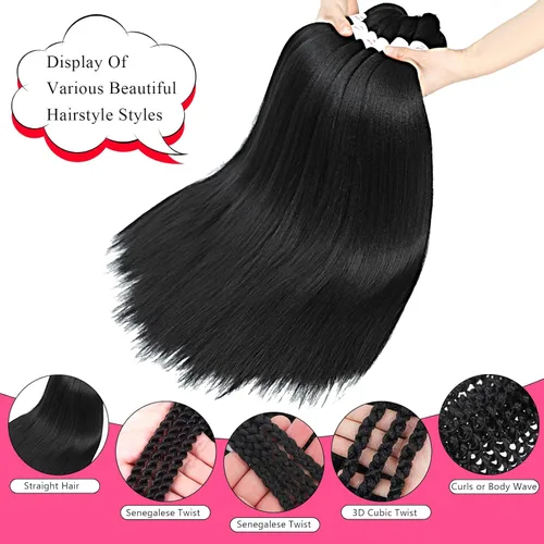 Miniatura 4 de Cabello trenzado preestirado de 26 pulgadas, 8 paquetes 1B, trenzas bohemias de ganchillo con textura Yaki suave para mujeres negras, no tóxico