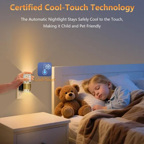 Miniatura 6 de Luces LED nocturnas enchufables a la pared, paquete de 2, luz nocturna acrílica con sensor de atardecer a amanecer, 0-100LM regulable continuo, luz