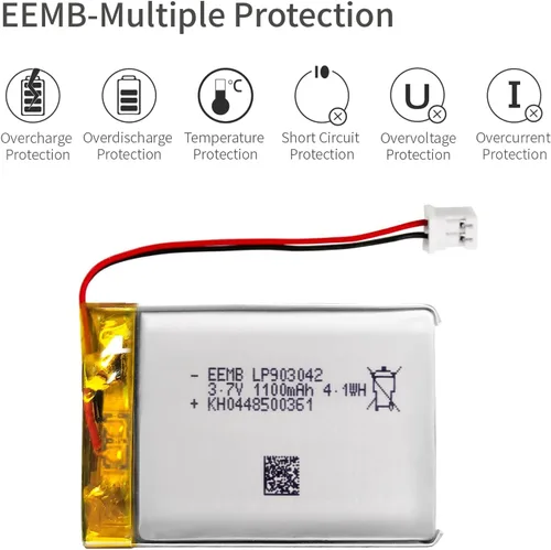 Miniatura 7 de EEMB Batería de polímero de litio 3.7V 1100mAh 903042 Lipo Batería recargable con conector JST de cable para altavoz y dispositivo inalámbrico