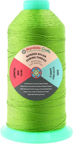 Miniatura 140 de Mandala Crafts - Hilo de nailon para coser cuero, tapicería, mezclilla y para trenzar el pelo; resistente, 1500 yardas, tamaño 69 T70 Marrón