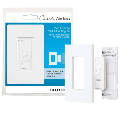 Lutron Caseta Juego para montaje en pared remoto de Pico, PJ2-WALL-WH-L01, color blanco