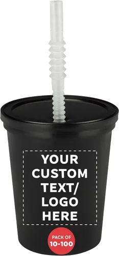 Miniatura 6 de DISCOUNT PROMOS Vasos de plástico personalizados para estadios, 16 onzas, juego de 100, paquete personalizado a granel, perfecto para cumpleaños