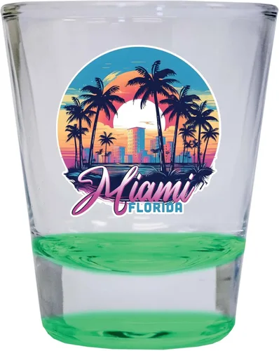 Miniatura 4 de Miami Florida B Souvenir - Vaso de chupito redondo de 1.5 onzas, color azul Azul Individual