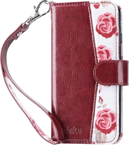 Miniatura 11 de ULAK Funda tipo cartera para iPhone SE 3 (2022)/SE (2020)/8/7 con soporte para tarjetas, funda de piel sintética de alta calidad con ranuras