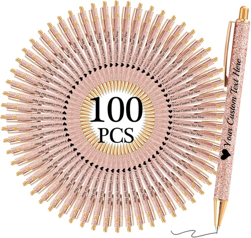 Miniatura 59 de Bolígrafos con purpurina personalizados con nombre, bolígrafos bonitos y bonitos personalizados, bolígrafos retráctiles de tinta negra, suministros