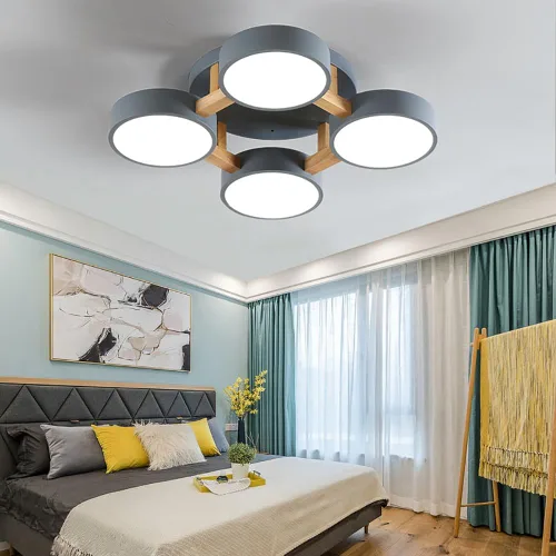 Miniatura 4 de Lámpara LED de techo, 20 pulgadas, 4 luces, moderna lámpara de techo empotrada de madera de 44 W para sala de estar, dormitorio, cocina, regulable