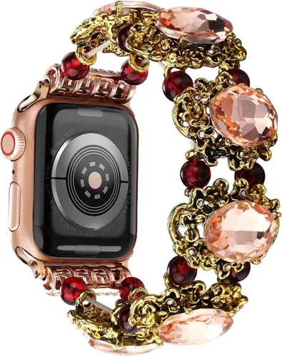 Miniatura 11 de Pulsera bohemia con cuentas compatible con Apple Watch Band para mujeres y hombres de 38/40/41/42/44/45/46/1.929 in, correa elástica estilo bohemio