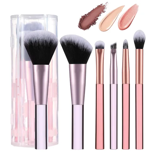 Juego de brochas de maquillaje de viaje, mini brochas de maquillaje para base, corrector, sombra de ojos, rubor, mezcla y pulido, polvo líquido en