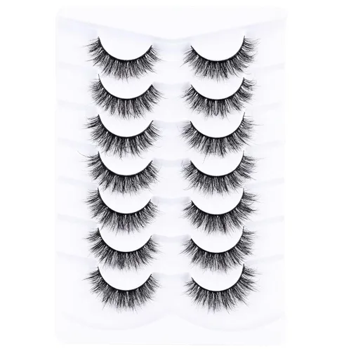 Miniatura 11 de Mebver Pestañas Pestañas postizas 8D Esponjosas Pestañas postizas Wispy de Visón Sintético Ligeras Pestañas postizas de Ojo de Gato Paquete de 7