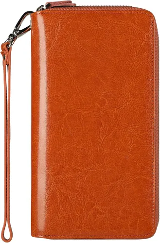 Miniatura 44 de Lavemi Pequeña cartera compacta para mujer, con bloqueo RFID, de piel auténtica, plegable, con ventanas de identificación