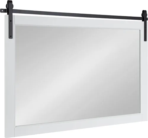 Kate and Laurel Skylan Modern Farmhouse - Espejo decorativo de pared con marco de madera, 38 x 27 pulgadas, blanco y negro, espejo colgante de pared