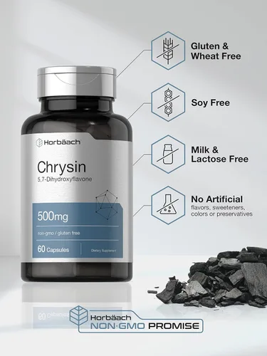 Miniatura 4 de Horbäach Suplemento de crisina 500 mg 60 cápsulas Extracto de flor de la pasión Suplemento sin OMG, sin gluten