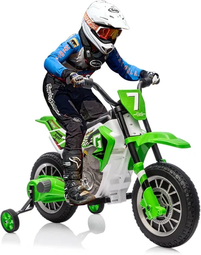 Miniatura 12 de JOYLDIAS Motocicleta de cross para niños, 12V7AH con batería, motocicleta para niños, bicicleta de calle todoterreno con música, ruedas de Rosa