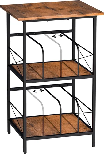 Soporte para tocadiscos con 4 divisores ajustables, almacenamiento de discos de vinilo con capacidad para 200 LPs, mesa auxiliar de 3 capas, mesa