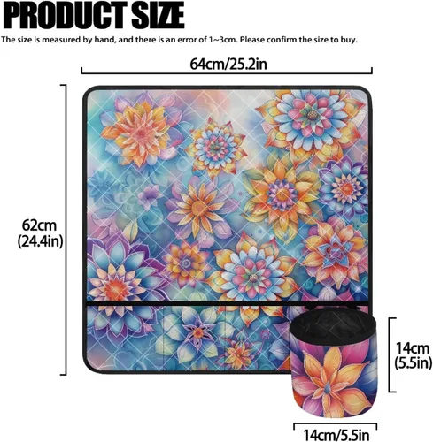 Miniatura 5 de Estera de máquina de coser con flores brillantes y florales bohemias, reduce la vibración, antideslizante, organizador duradero Flores brillantes