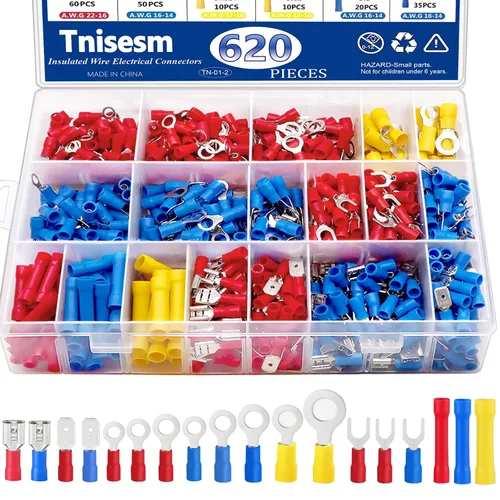 Miniatura 8 de Tnisesm Kit surtido de conectores de crimpado de alambre aislado con anillo, pala, tope, desconexión rápida, terminales de cable automotriz de 280