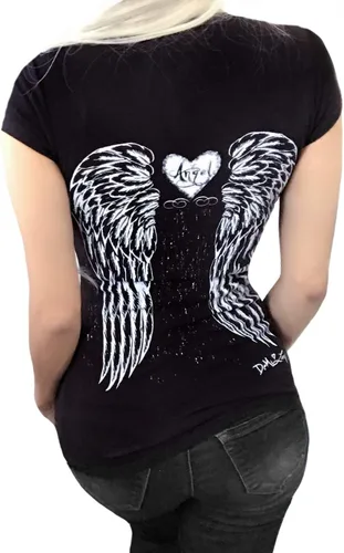 Demi Loon Camiseta gótica punk pinup gráfica calavera ángel motorista camiseta talla grande