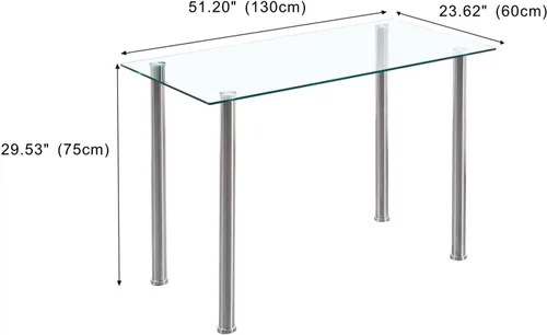 Miniatura 4 de Juego de mesa y silla de comedor de 7 piezas, juego de mesa de comedor para 6 mesas de cocina con 6 sillas, mesa rectangular de vidrio con 6 sillas