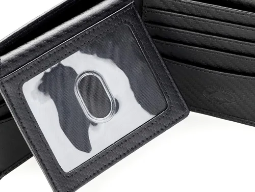 Miniatura 7 de Stealth Mode Cartera plegable de cuero para hombre con ventana de identificación y bloqueo RFID