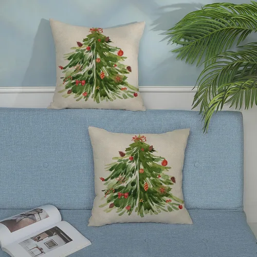 Miniatura 3 de AGAYNA Juego de 2 fundas de almohada decorativas con diseño de acuarela verde salvia para árbol de Navidad de 16 x 16 pulgadas, para sofá, invierno