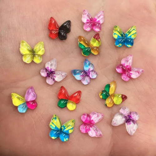 Miniatura 3 de Diamantes de imitación de mariposa con parte trasera plana, 80 unidades de 0.394 pulgadas, dijes de mariposa de resina para uñas, adornos, álbumes