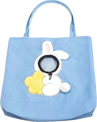 Bolsa de Transporte de Lona para Mascotas con Correa para el Hombro, Lindo Transportador de Gatos en Forma de Conejo, Talla S Portátil para Gatitos