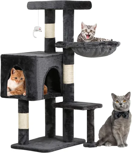 Miniatura 29 de BestPet Torre para Gatos de 54" Beige Resistente, Fácil de Ensamblar, Centro de Actividades Multinivel con Postes Rascadores de Sisal, Condos