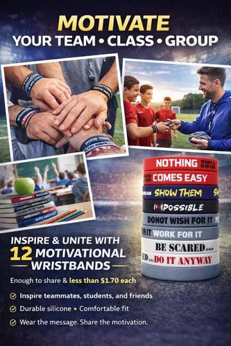 Miniatura 2 de Paquete de 12 pulseras de silicona motivacionales para hombres, mujeres y adolescentes, equipo deportivo, recompensas de estudiantes, pulseras