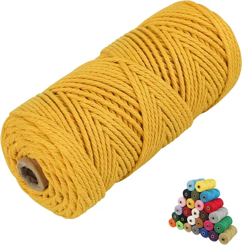 Miniatura 38 de Cordón de algodón para macramé, hilo torcido de 4 capas, cuerda de algodón natural, suministros perfectos de macramé, para hacer soportes colgantes