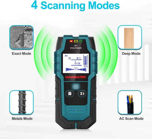 Miniatura 7 de HANMATEK Detector de Pernos de Pared con Sensor Inteligente Pro, Alarma de Audio y Pantalla LCD HD, Herramienta de Detector de Pernos 5 en 1