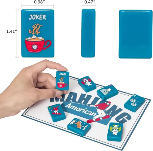 Miniatura 9 de Jongyance American Mahjong - Juego de fichas con bolsa de transporte y accesorios, 160 fichas de Mahjong grabadas en acrílico