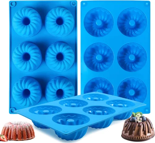 Miniatura 13 de Sidosir Mini molde de tubo acanalado para pasteles, 6 cavidades Heritage, molde de silicona para pasteles familiares, moldes antiadherentes de Tubo