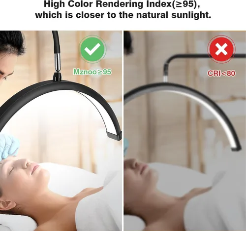 Miniatura 4 de Mznoo Luz de media luna con ruedas, lámpara de pestañas LED de 2500LM para extensiones de pestañas, luz de luna flexible para tecnología de Negro