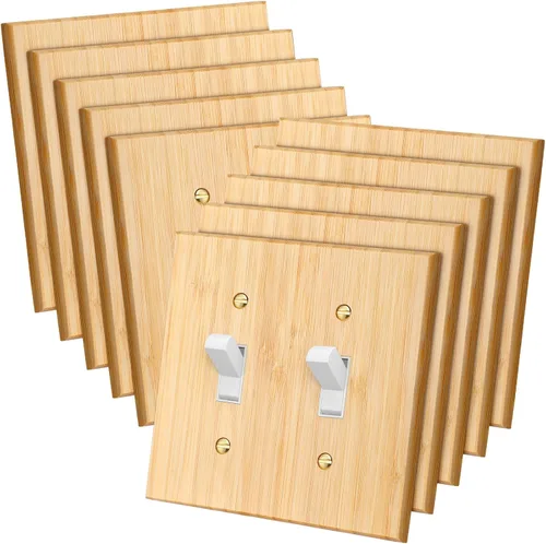 Pinkunn 10 piezas de placa de interruptor de luz de madera maciza, cubierta de salida de madera de bambú, placa decorativa de pared para el hogar,