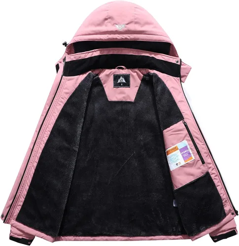 Miniatura 4 de Chaqueta de esquí impermeable para mujer, resistente al viento, cortavientos, abrigo de nieve cálido con capucha