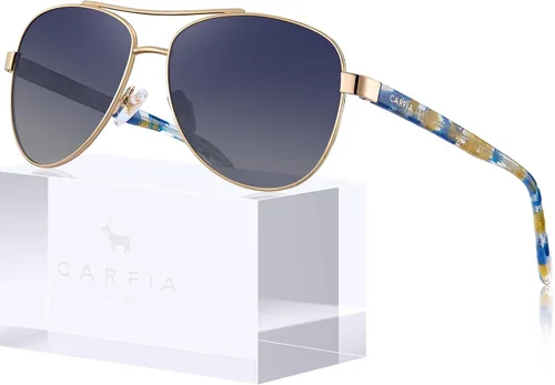 Miniatura 22 de CARFIA Gafas de sol polarizadas para mujer, protección UV, brazos de acetato, marco de metal, sombras para mujer, CA3216