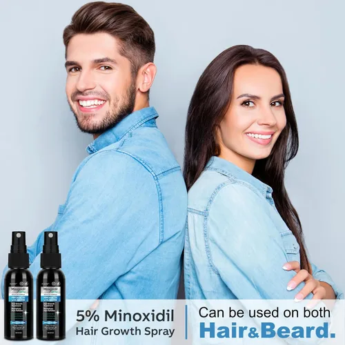 Miniatura 7 de Minoxidil al 5 % para barba y cabello para hombres, minoxidil para mujeres en aerosol para el crecimiento del cabello con biotina y aceite