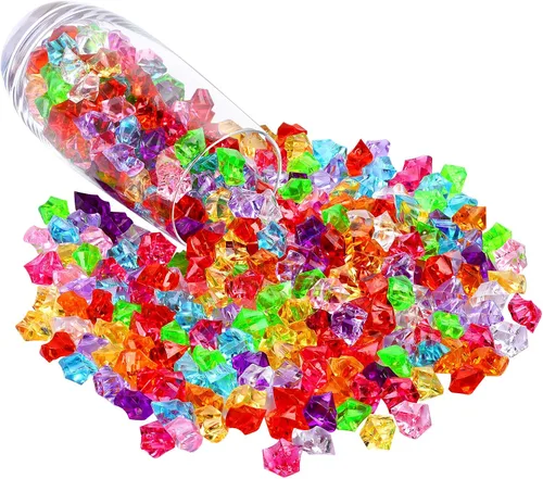 Miniatura 5 de 180-190 gemas falsas acrílicas multicolores, rocas de hielo trituradas, joyas de plástico para rellenos de jarrones, dispersión de mesa, relleno