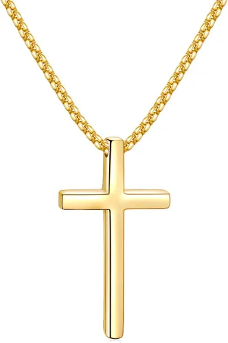 Miniatura 12 de Fiusem Collar con Cruz para Hombre, Collares con Cruz de Hombres en Plata/Oro/Negro con Cadena de Cruz de 2.5mm y Colgante de Cruz de Acero