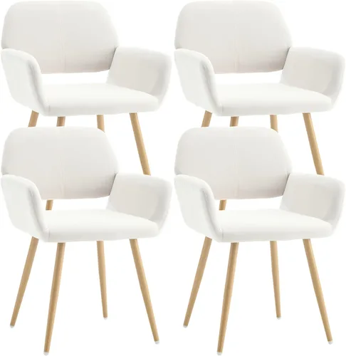 Miniatura 35 de KCC Sillas Pequeñas y Modernas con Brazos para Comedor 1 Pieza, Asiento Lateral Tapizado en Terciopelo de Mediados de Siglo Club para Invitados