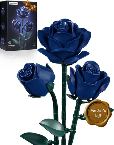 Miniatura 10 de iATOM Juego de construcción de flores de rosas negras, paquete de 3, regalo para el día de la madre, ella, novia, esposa, pareja, gótico, emo