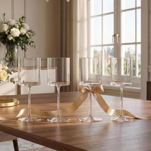 Miniatura 6 de Copas de vino acrílicas de Tritan cuadradas irrompibles, estilo europeo, juego de 4, 100 % estadounidenses, 18 onzas, aptas para lavavajillas