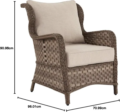 Miniatura 7 de Signature Design by Ashley Clear Ridge - Sillón acolchado de mimbre tejido a mano para exteriores, 2 unidades, marrón claro